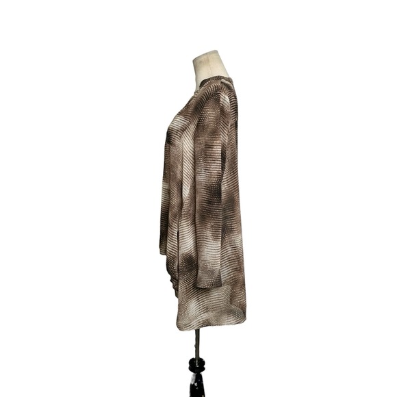 Casting brown silk animal print long sleeves buttoned tunic blouse size M - Picture 6 of 10